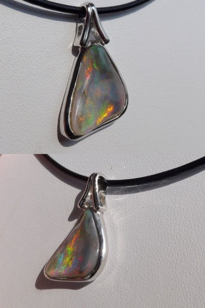 画像1: ライトニングリッジ産オパールSVペンダント
