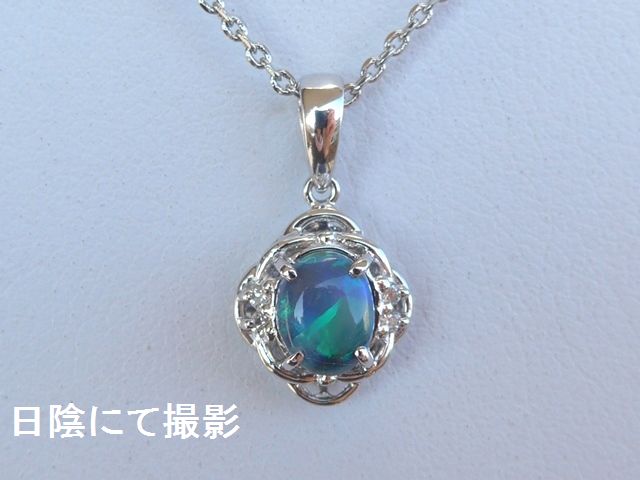 ブラックオパールペンダントネックレス