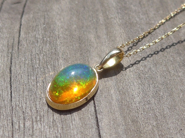 セール！ メキシカンオパール 18K ゴールド ペンダント - 通販 - www